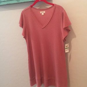 Style & Co Boho Pink Textured Pullover Top